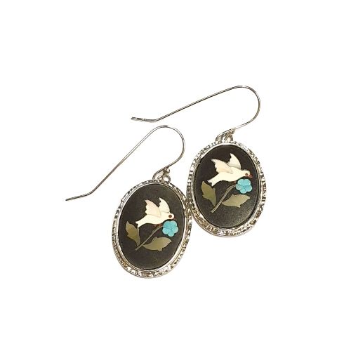 Dove and flower earrings